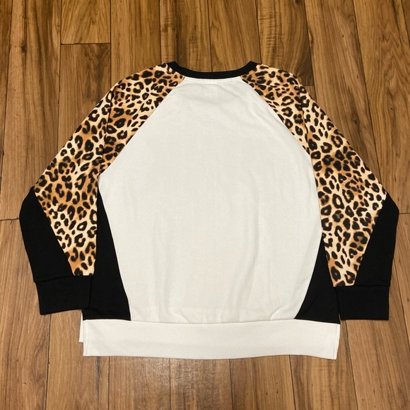 PINK VS COLOR BLOCK LEOPARD CAMPUS CREW PULLOVER W/ BLING LEOPARD YOGA LEGGINGS - Picture 8 of 10